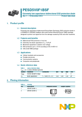 PESD5V0F1BSF Datasheet PDF NXP Semiconductors.