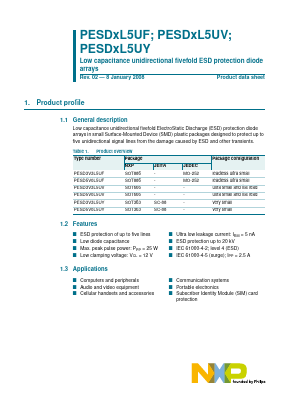 PESD5V0L5UV Datasheet PDF NXP Semiconductors.