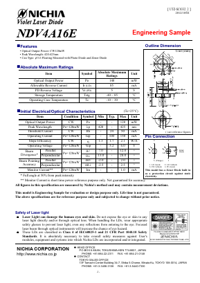 NDV4A16E Datasheet PDF Nichia Corporation