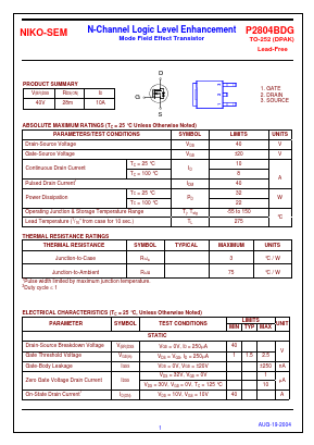 P2804BDG Datasheet PDF Niko Semiconductor