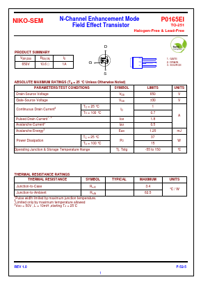 P0165EI Datasheet PDF Niko Semiconductor