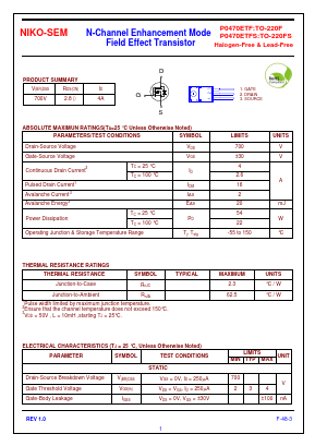 P0470ETF Datasheet PDF Niko Semiconductor