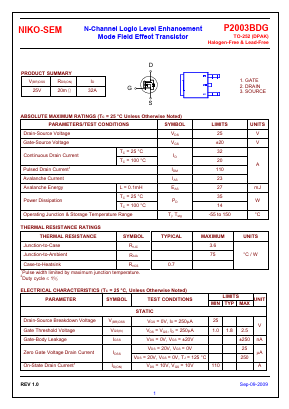 P2003BDG Datasheet PDF Niko Semiconductor