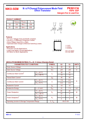 PK601CA Datasheet PDF Niko Semiconductor