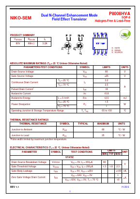 P8008HVA Datasheet PDF Niko Semiconductor