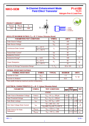 P1410BI Datasheet PDF Niko Semiconductor