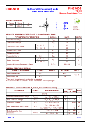P1025HDB Datasheet PDF Niko Semiconductor
