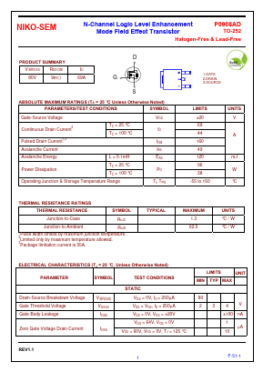 P0908AD Datasheet PDF Niko Semiconductor