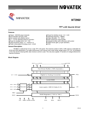 NT3960 Datasheet PDF Novatek Microelectronics