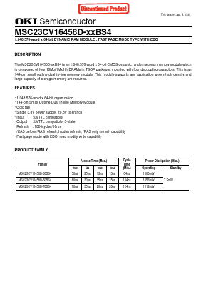 MSC23CV16458D-70BS4 Datasheet PDF Oki Electric Industry