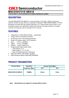 MSC23S4721E-8BS18 Datasheet PDF Oki Electric Industry
