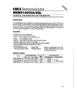 MSM514800ASL-70JS Datasheet PDF Oki Electric Industry