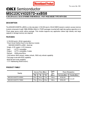 MSC23CV43257D-70BS8 Datasheet PDF Oki Electric Industry
