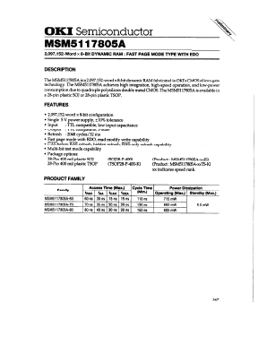 MSM5117805A-70JS Datasheet PDF Oki Electric Industry