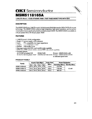 MSM5118165A-70 Datasheet PDF Oki Electric Industry