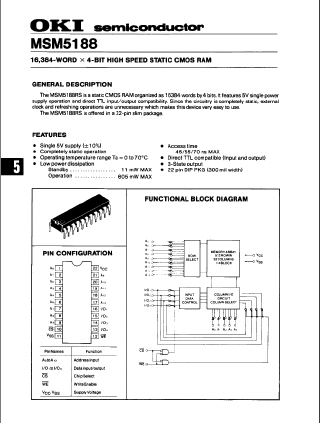 MSM5188-70 Datasheet PDF Oki Electric Industry