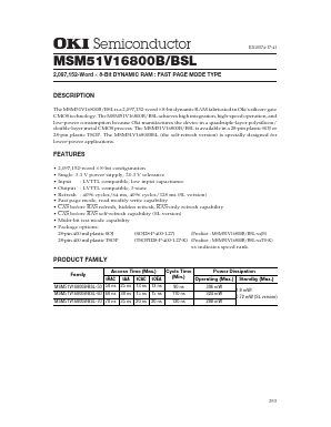 MSM51V16800BSL-60JS Datasheet PDF Oki Electric Industry