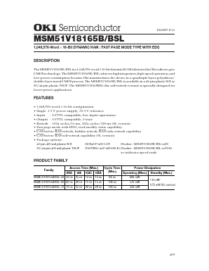 MSM51V18165B-50JS Datasheet PDF Oki Electric Industry