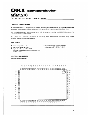 MSM5278 Datasheet PDF Oki Electric Industry