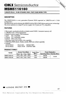 MSM5116160-70TL Datasheet PDF Oki Electric Industry