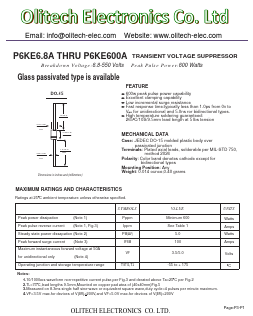 P6KE120A Datasheet PDF Olitech Electronics Co.Ltd