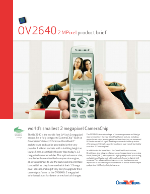 OV02640-VL9A Datasheet PDF OmniVision Technologies, Inc.