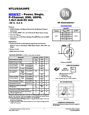 NTLUS3A39PZ Datasheet PDF ON Semiconductor