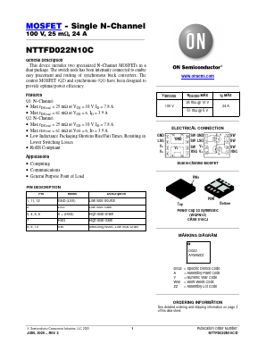 NTTFD022N10C Datasheet PDF ON Semiconductor