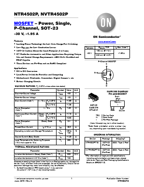 NVTR4502P Datasheet PDF ON Semiconductor