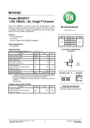 MCH3382-TL-W Datasheet PDF ON Semiconductor