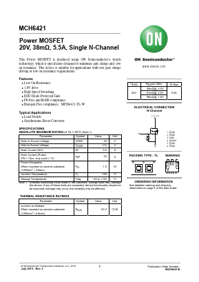 MCH6421 Datasheet PDF ON Semiconductor