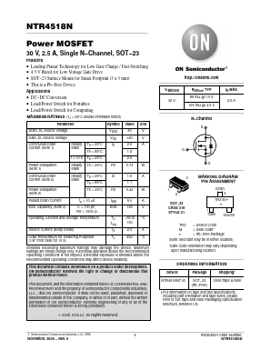 NTR4518N Datasheet PDF ON Semiconductor