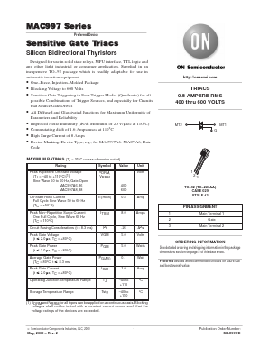 MAC997B8RLRP Datasheet PDF ON Semiconductor