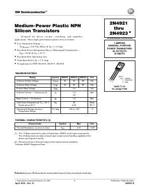 2N4921 Datasheet PDF ON Semiconductor