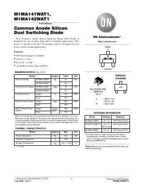 M1MA141WAT1 Datasheet PDF ON Semiconductor