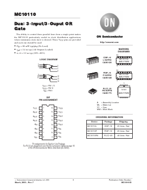 MC10110L Datasheet PDF ON Semiconductor