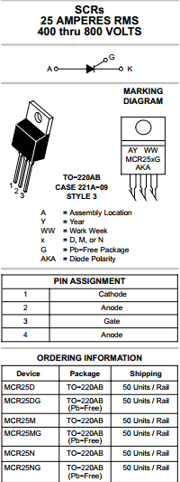 MCR25N Datasheet PDF ON Semiconductor