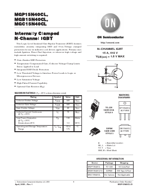 MGC15N40CL Datasheet PDF ON Semiconductor