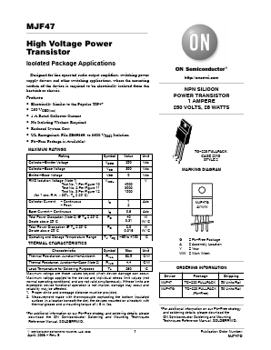 MJF47 Datasheet PDF ON Semiconductor