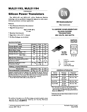 MJL21194 Datasheet PDF ON Semiconductor