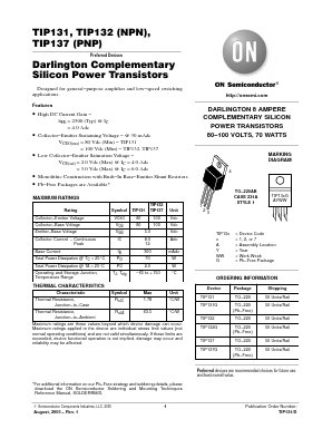 TIP137 Datasheet PDF ON Semiconductor