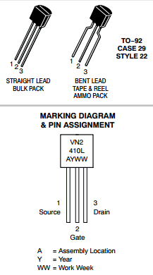 VN2410LZL1 Datasheet PDF ON Semiconductor