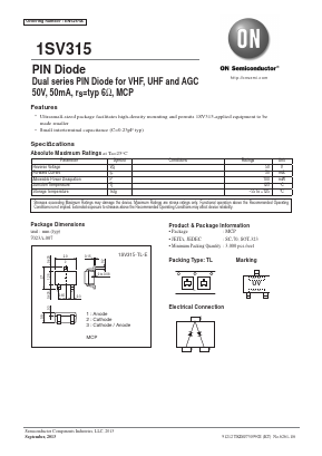1SV315-TL-E Datasheet PDF ON Semiconductor
