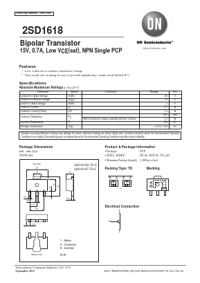 2SD1618T-TD-E Datasheet PDF ON Semiconductor