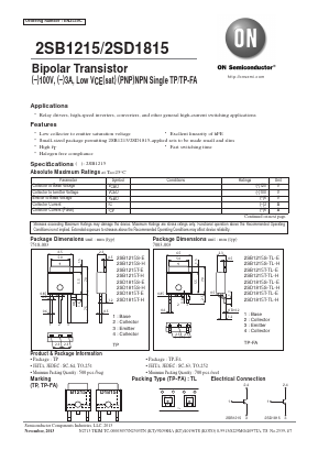 2SB1215 Datasheet PDF ON Semiconductor