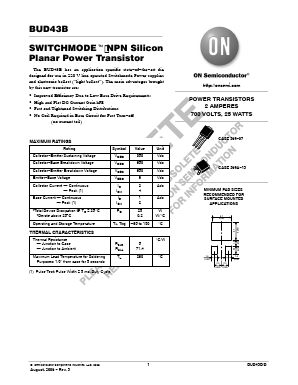 BUD43B Datasheet PDF ON Semiconductor
