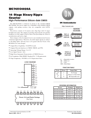 MC74HC4020A Datasheet PDF ON Semiconductor