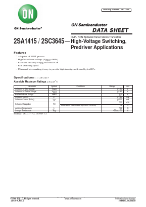2SA1415 Datasheet PDF ON Semiconductor
