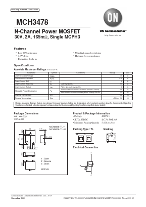 MCH3478 Datasheet PDF ON Semiconductor
