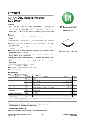 LC75847T-E Datasheet PDF ON Semiconductor